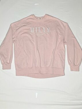 Garage- Milani Pink Crewneck Sweatshirt with Embroidered Logo